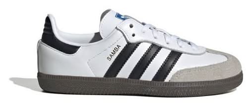 Adidas Originals Samba OG Cloud White/Core Black/Clear Granite Preschool  Kids' Shoes, White/Black, Size: 11 | Postmates