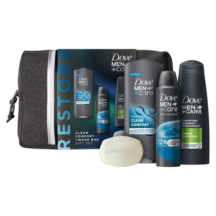 Multi Branded Dove Men+Care Gift Set Clean Comfort + Wash Bag 4 piece