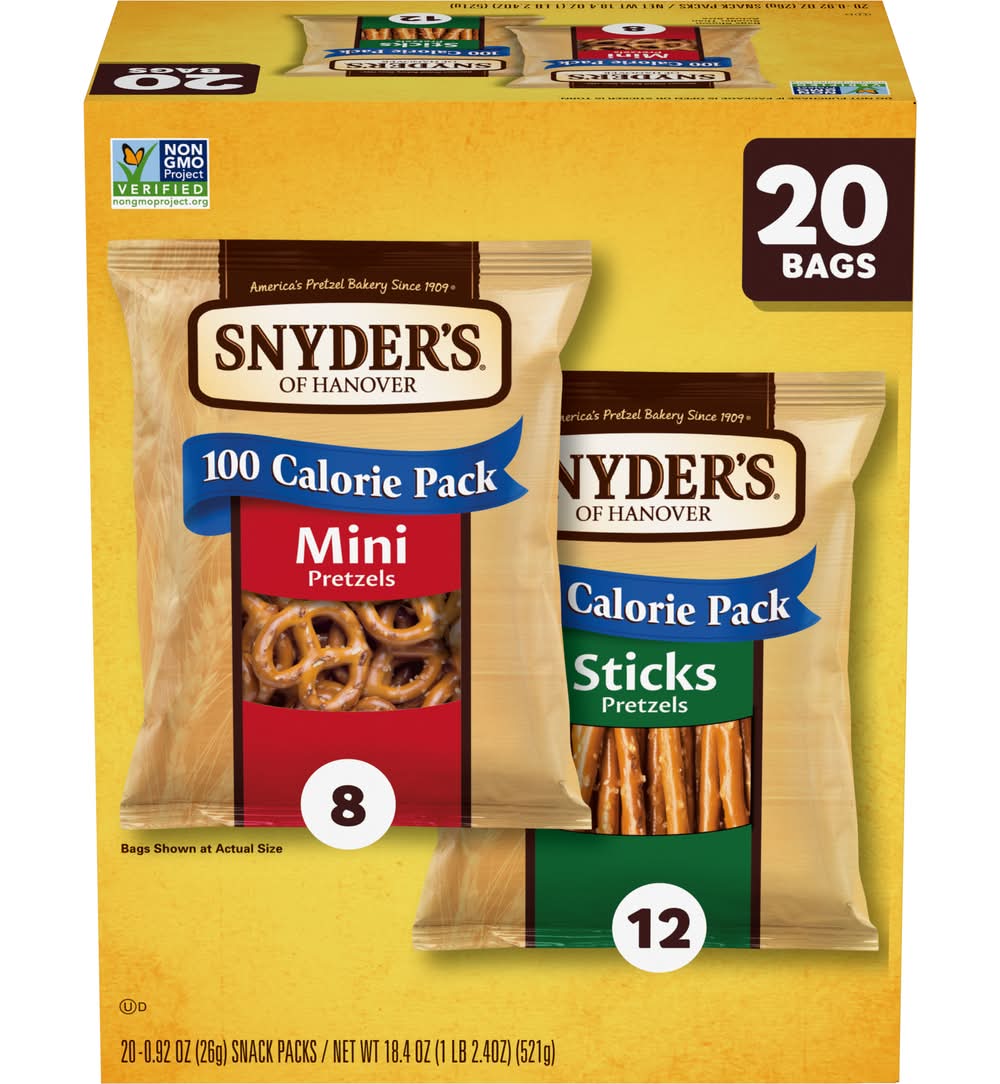 Snyder's of Hanover Mini & Sticks Pretzels Variety pack (18.4 oz, 20 ct)