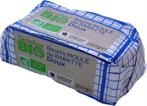 Carrefour Bio - Beurre moulé de baratte doux