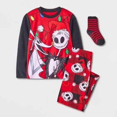NBC Oogie Boogie Cozy Pajama Set With Socks For Boys, L, Red (3 ct)