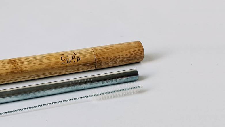 Bamboo Case - Stainless Steel Straw