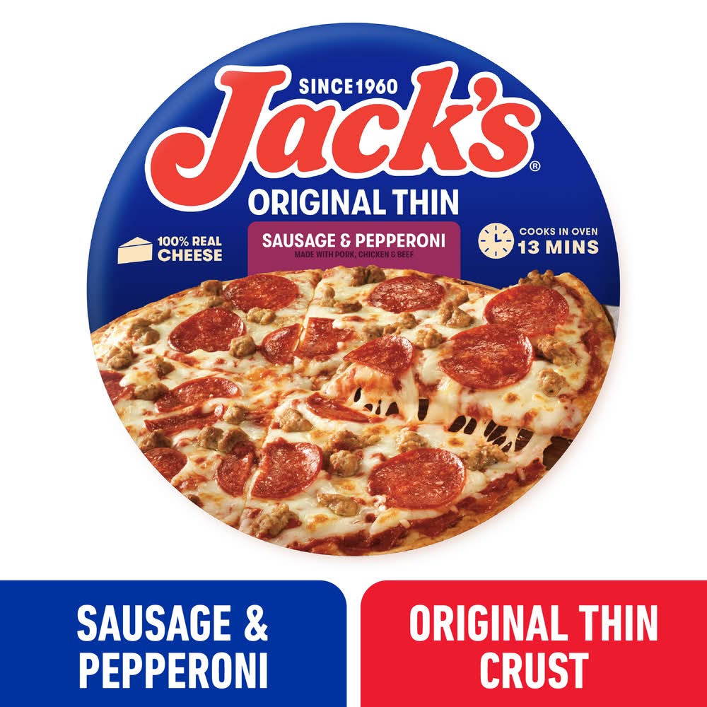 Jack's Original Thin Crust Frozen Pizza, Sausage & Pepperoni (15 oz)