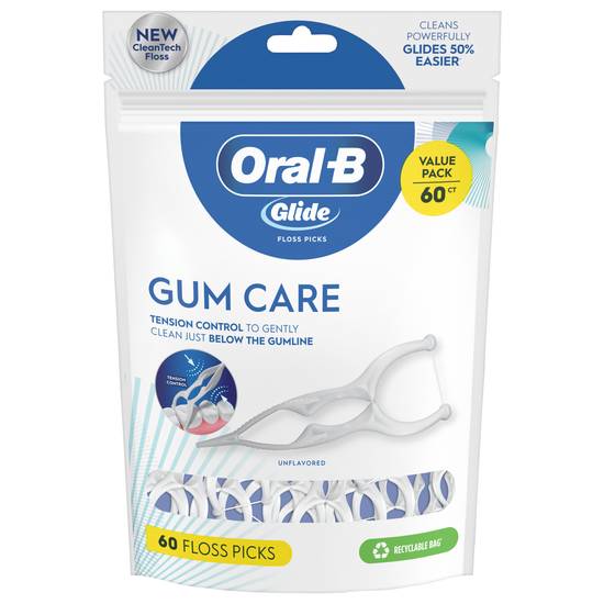 Oral-B Glide Gum Care Dental Floss Picks, Good For Back Teeth ( 60 ct)
