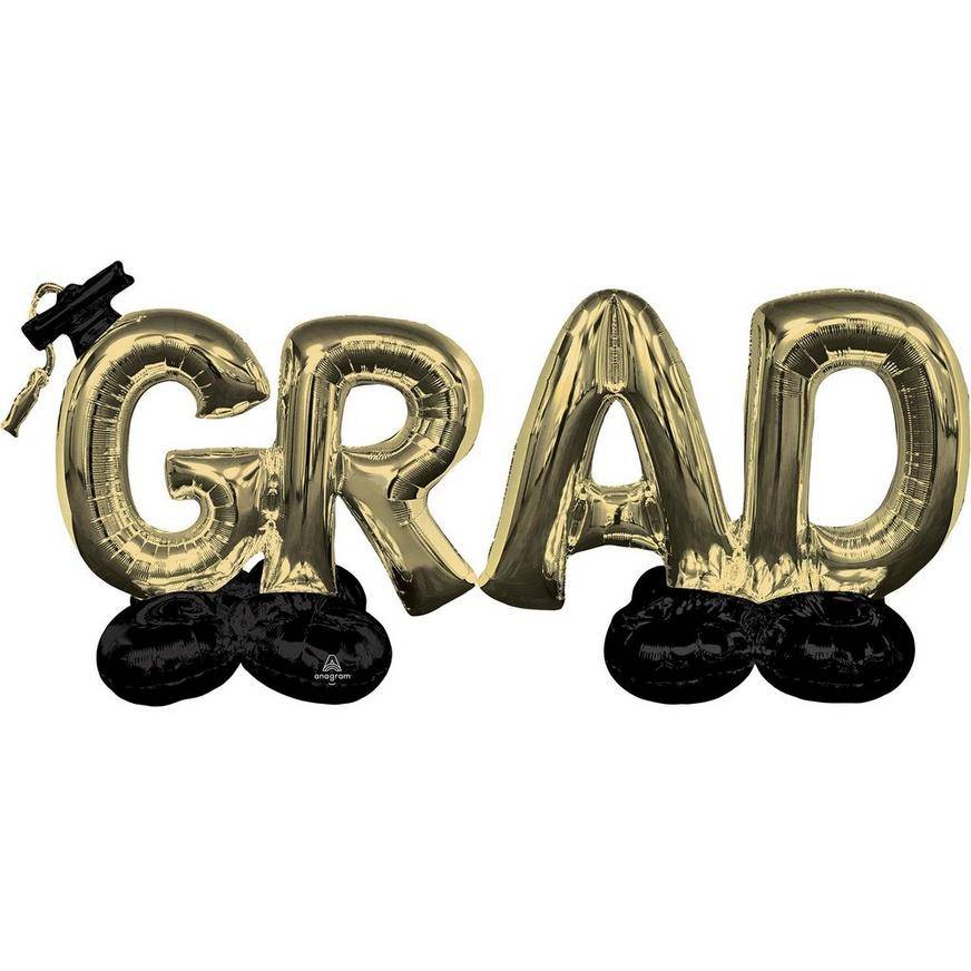 Uninflated AirLoonz Gold Grad Balloon Phrase