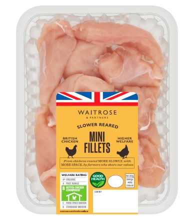 Waitrose & Partners Slower Reared Mini British Chicken Fillets (400g)