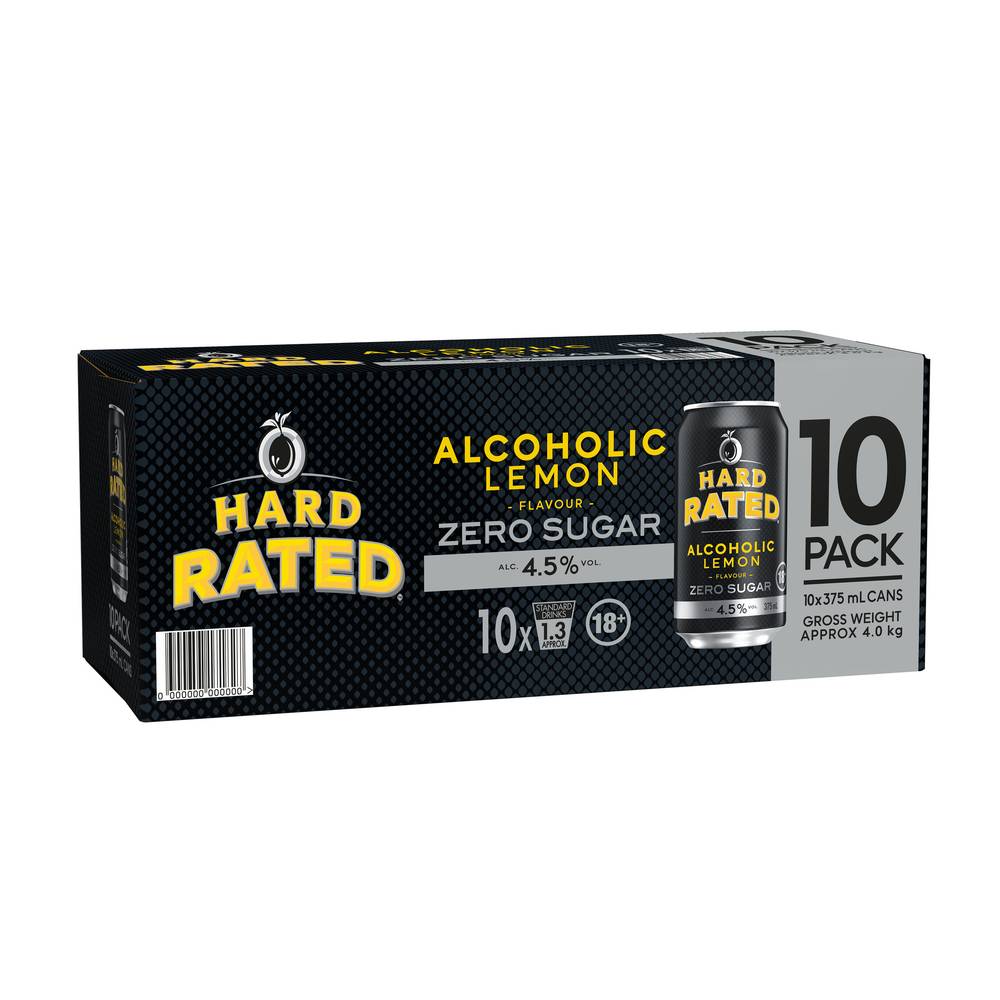 Hard Rated Zero Sugar Can 375mL  X 10 Pack