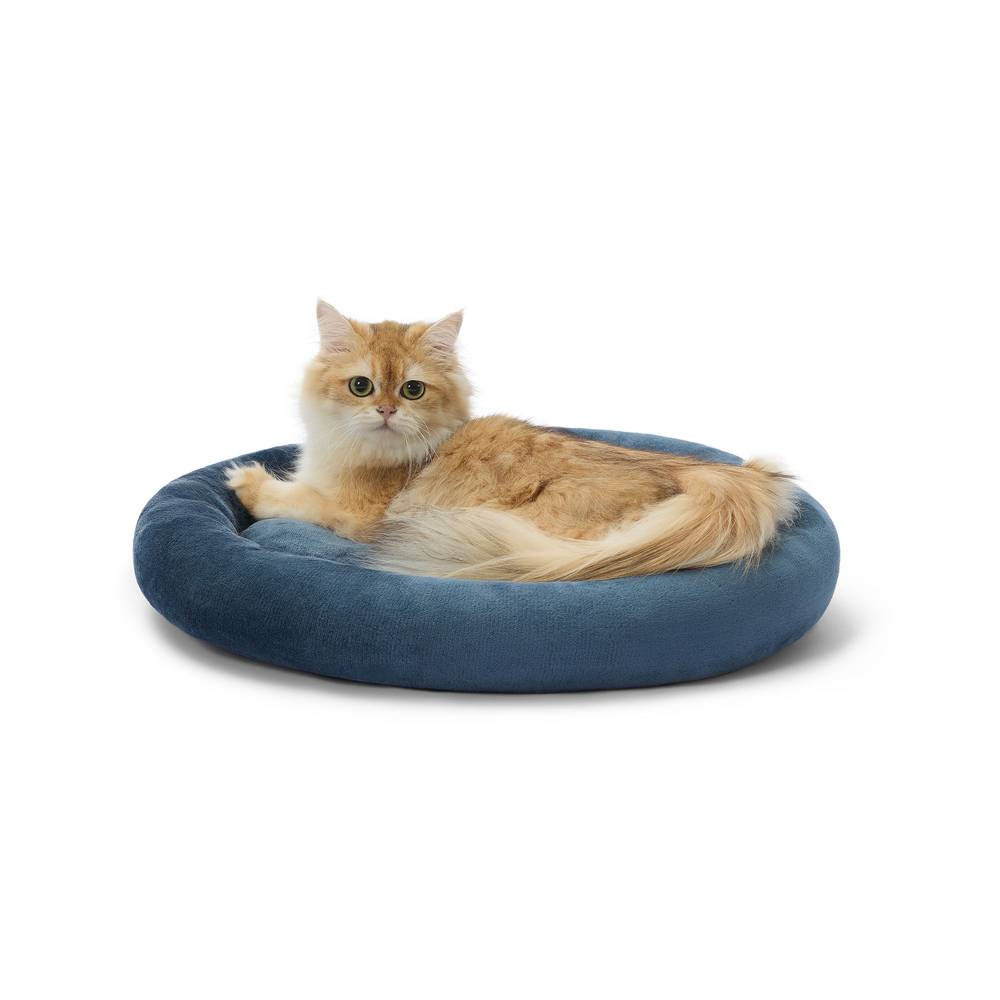Whisker City® Bolster Cat Bed (Color: Navy, Size: 20\"L X 17\"W X 3\"H)