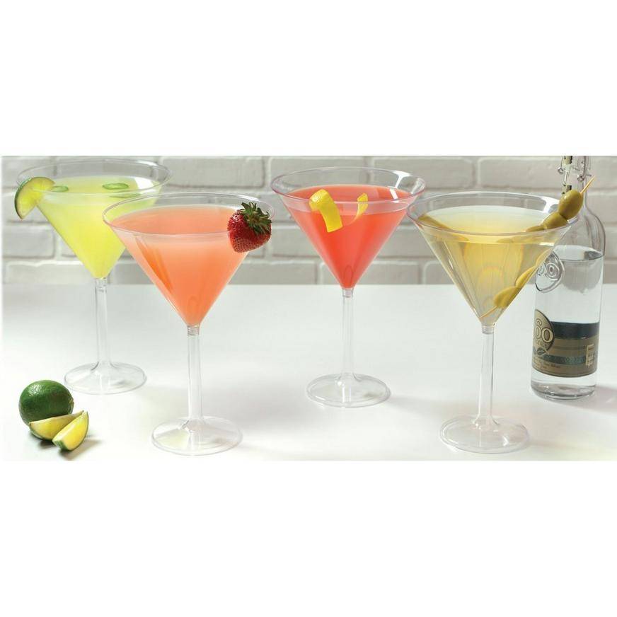 Jumbo Clear Plastic Martini Glasses, 25oz, 4ct