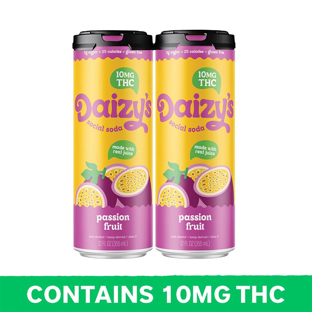 Daizy's Passion Fruit Social Soda Thc 10mg (2 x 12 fl oz)