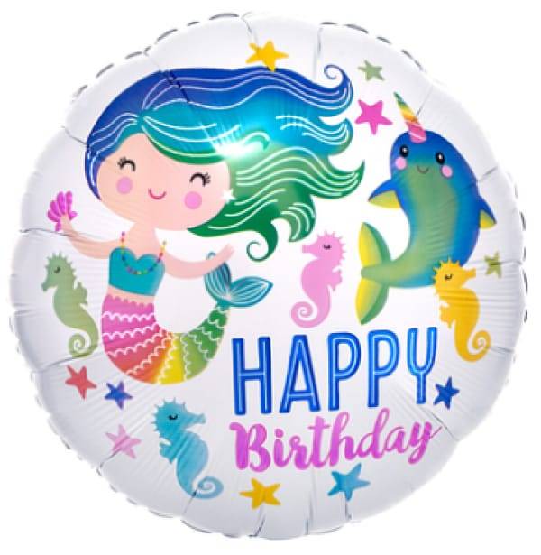 Anagram Happy Birthday Mermaid & Narwhal Standard Foil Balloon (1 balloon)