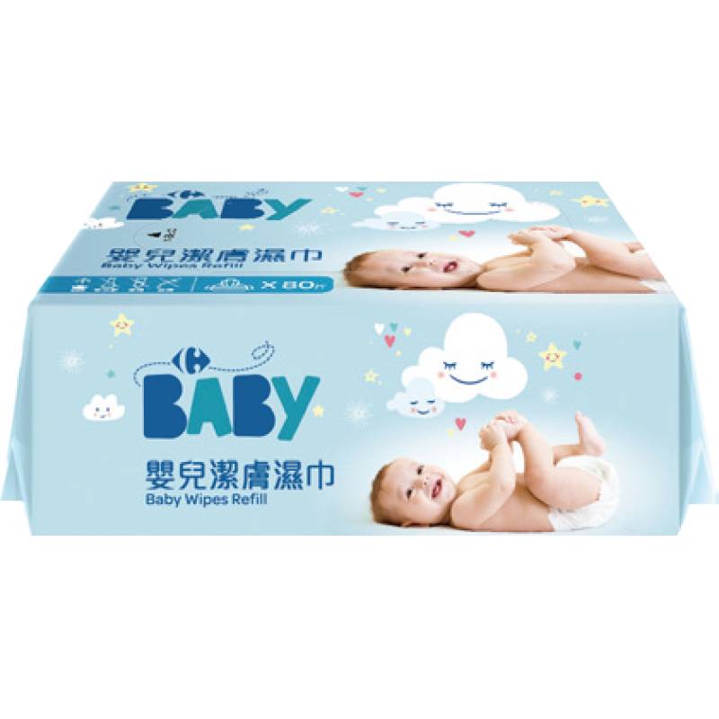 家樂福嬰兒潔膚濕巾量販包-粉藍-80PCx4 <80PC張 x 4 x 1PC串> @12#4717546016100