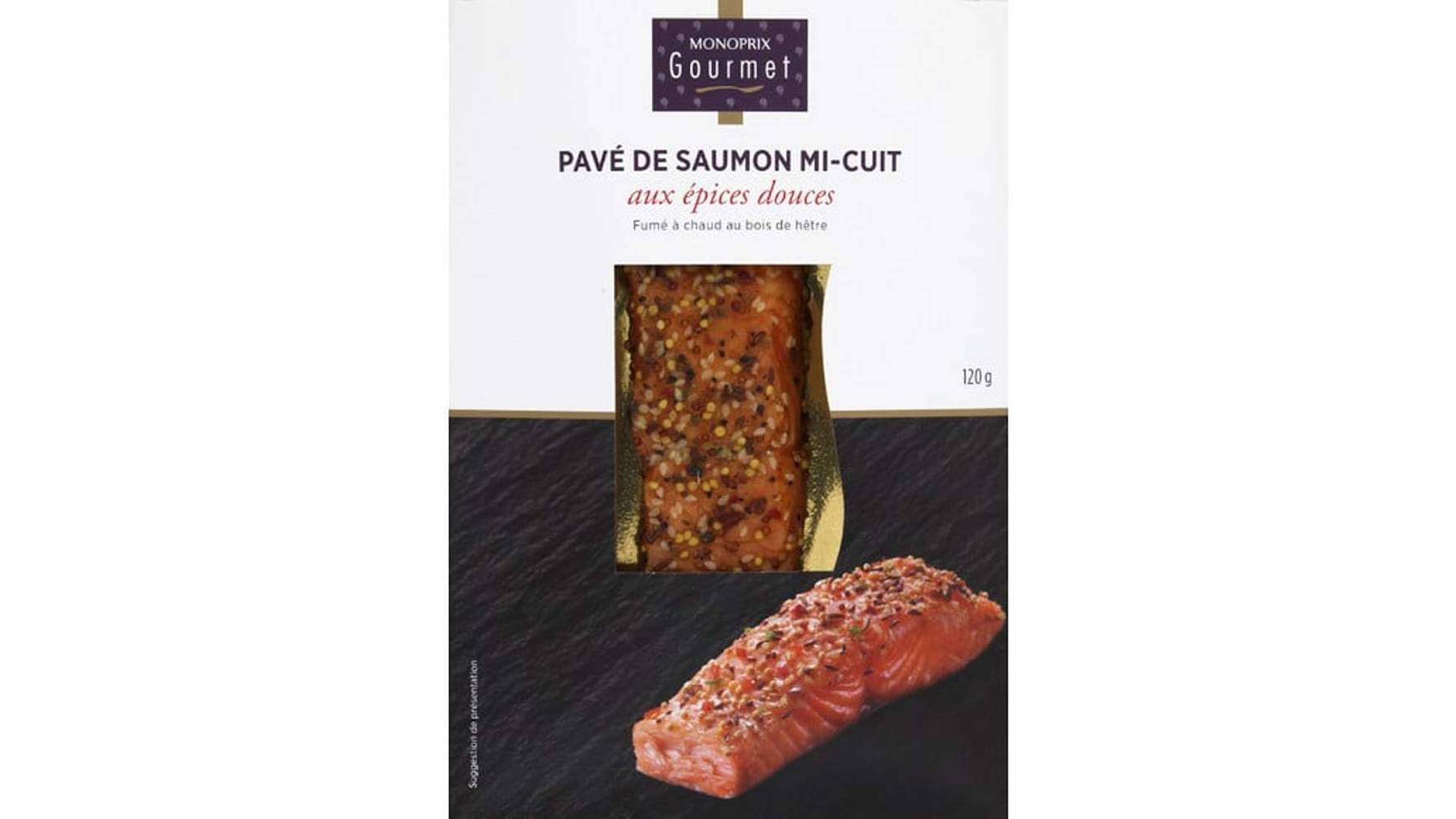 Monoprix Gourmet Pavé de saumon mi-cuit aux épices douces La barquette de 120 g