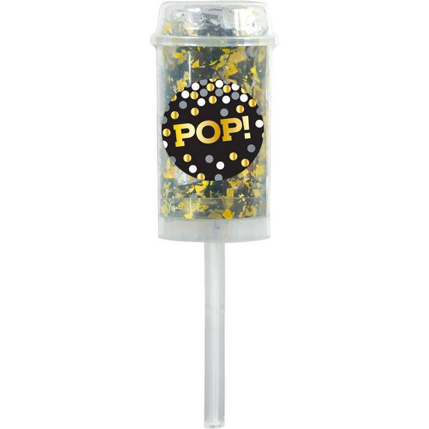 Black, Gold Silver Pop! Confetti Poppers 2ct