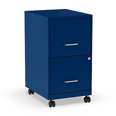 Staples 2-Drawer Light Duty Vertical File Cabinet, Locking, Letter, Blue, 18 (24362)