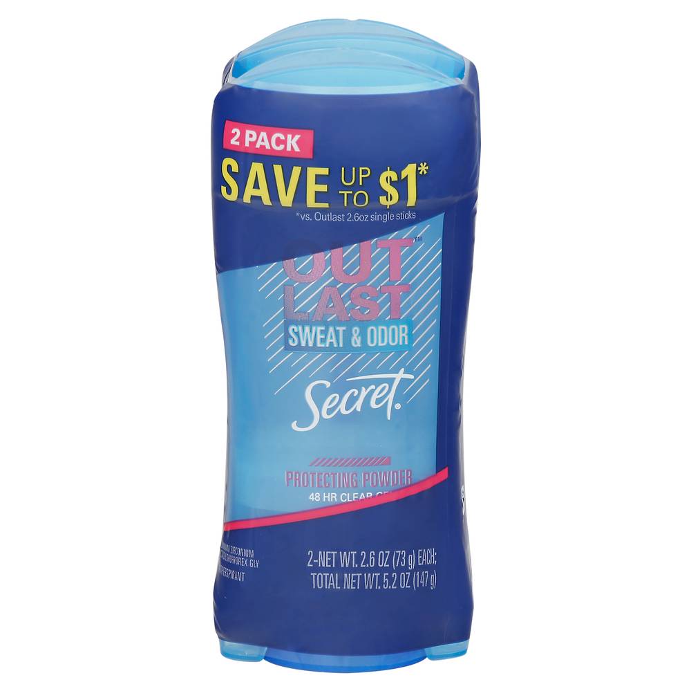 Secret Outlast Sweat & Odor Protecting Powder Antiperspirant (2 x 2.6 oz)