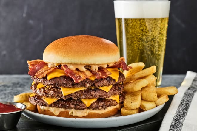 NEW BUZZER BEATER BACON CHEESEBURGER TRIPLE - THREE POINTER