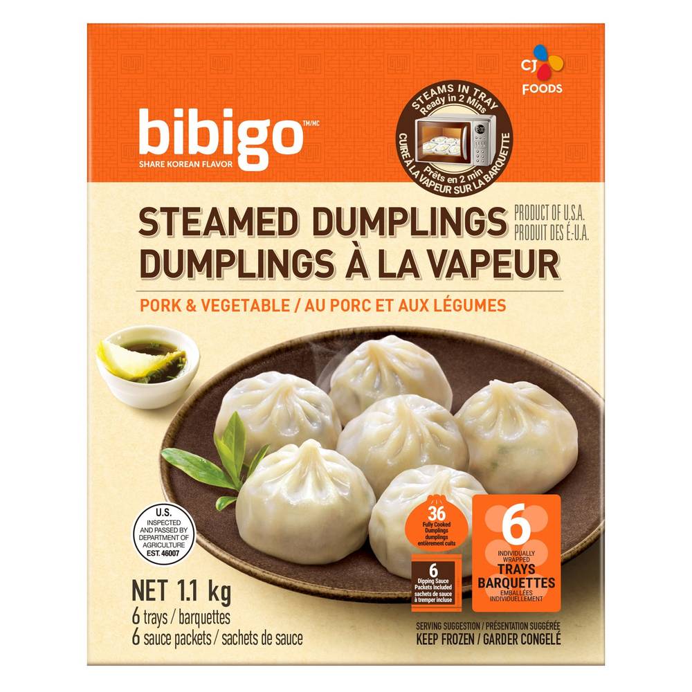 Cj Bibigo Frozen Steamed Pork & Vegetable Dumplings, 1 Kg