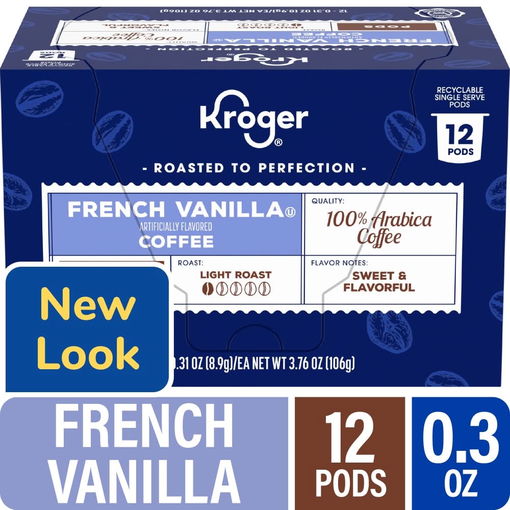Kroger Light Roast Coffee Pods, French Vanilla (12 x 0.3 oz)