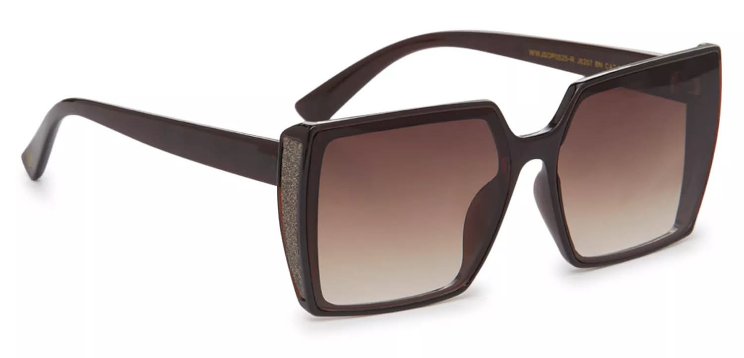 Jessica Simpson Square Glitter Sunglasses (Dark Brown One  display picture 2
