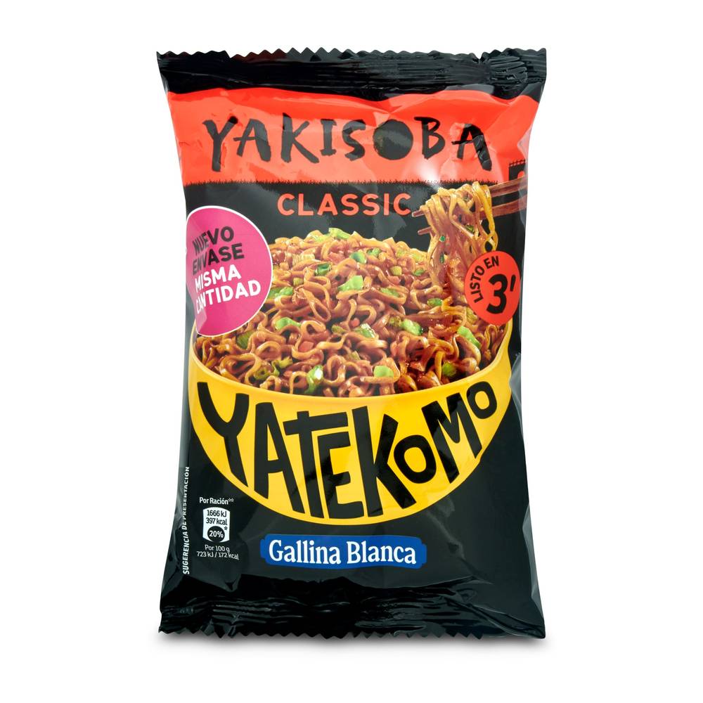 Fideos Orientales Yakisoba Gallina Blanca Yatekomo Bolsa 93 G