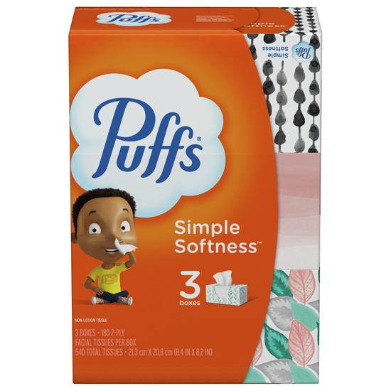 Puffs Simple Softness 2-ply Non-Lotion Facial Tissues (3 ct)