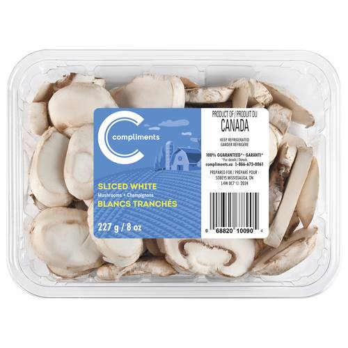 Compliments Mushroom White Sliced & Washed 227 g