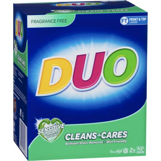 Duo Laundry Powder Cleans + Cares Fragrance Free 5kg