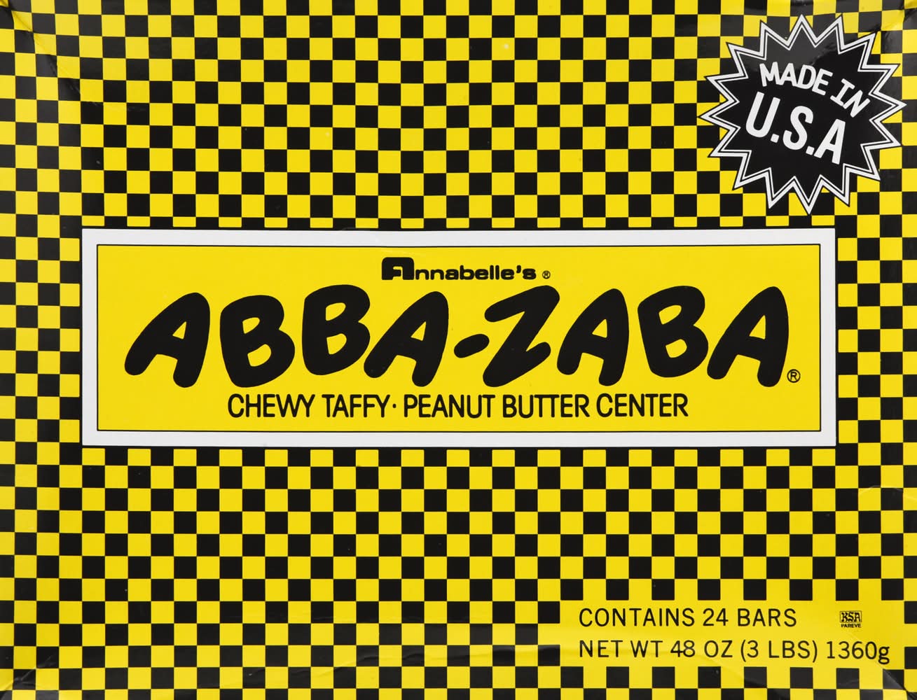 Abba-Zaba Chewy Taffy & Center Bar, Peanut Butter (48 oz, 24 ct)