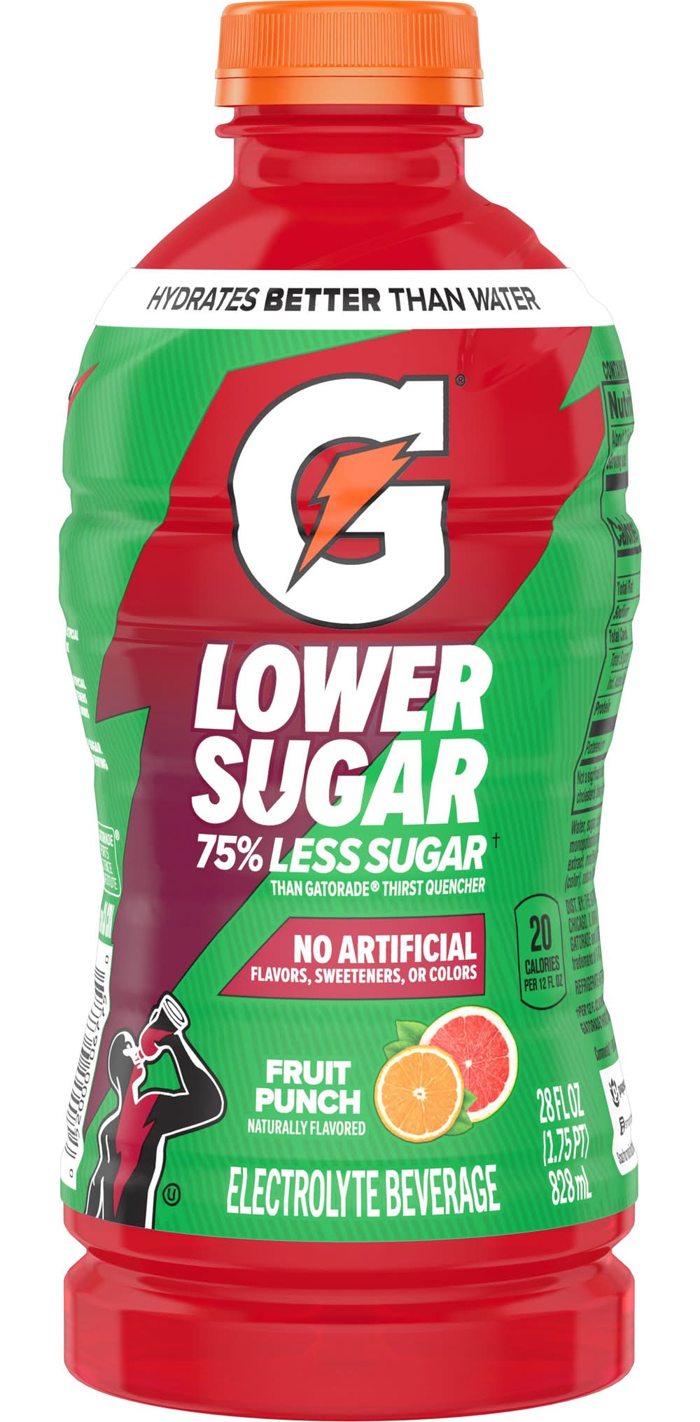 Gatorade Lower Sugar Electrolyte Drink, Fruit Punch (28 fl oz)