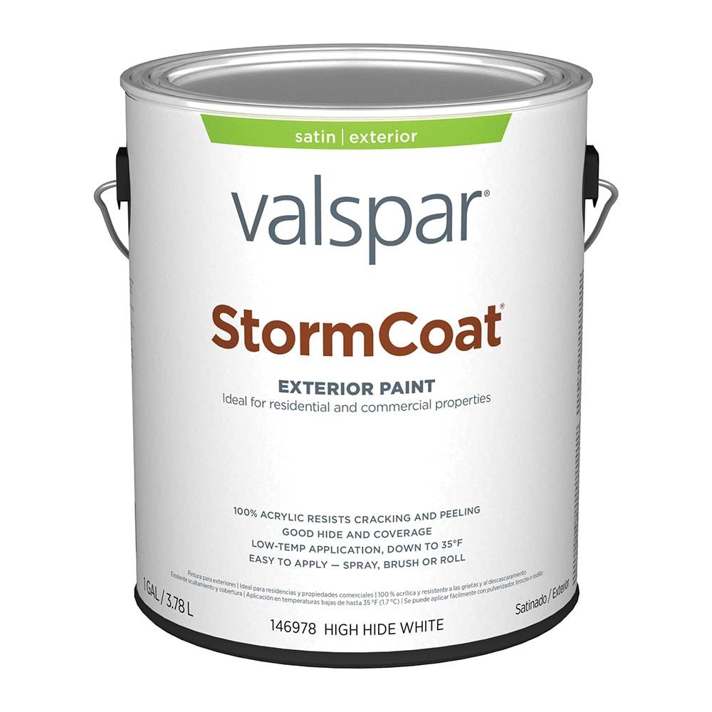 Valspar Storm Coat Satin White Latex Exterior Paint (1-Gallon) | 007.0146978.007