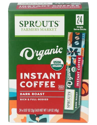 Sprouts Organic Dark Roast Single Serve Instant Coffee 24 Pack