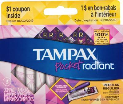 Tampax Pocket Radiant Compact Tampons Regular (3 units)