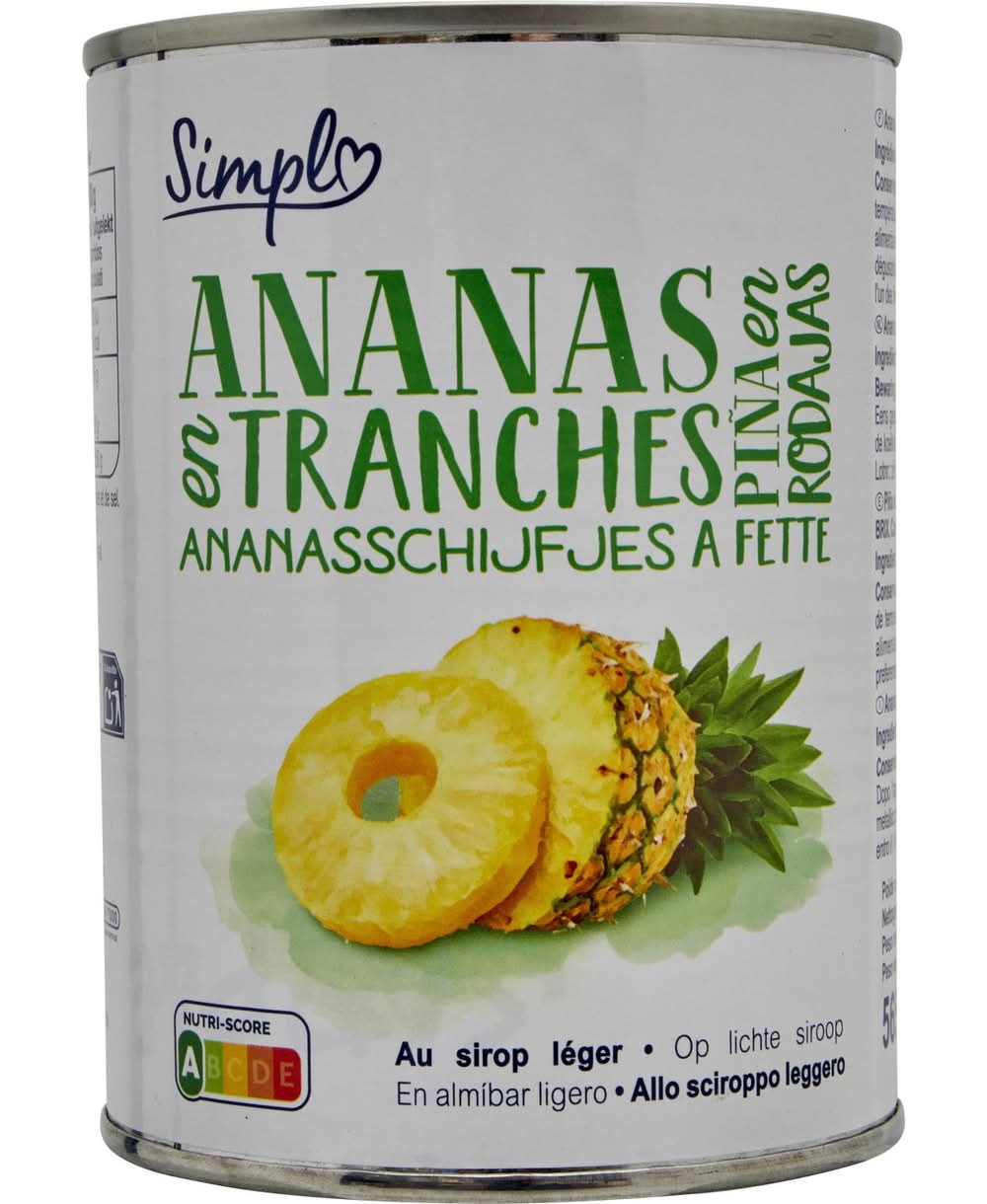 Simpl - Ananas en tranches au sirop léger (565g)