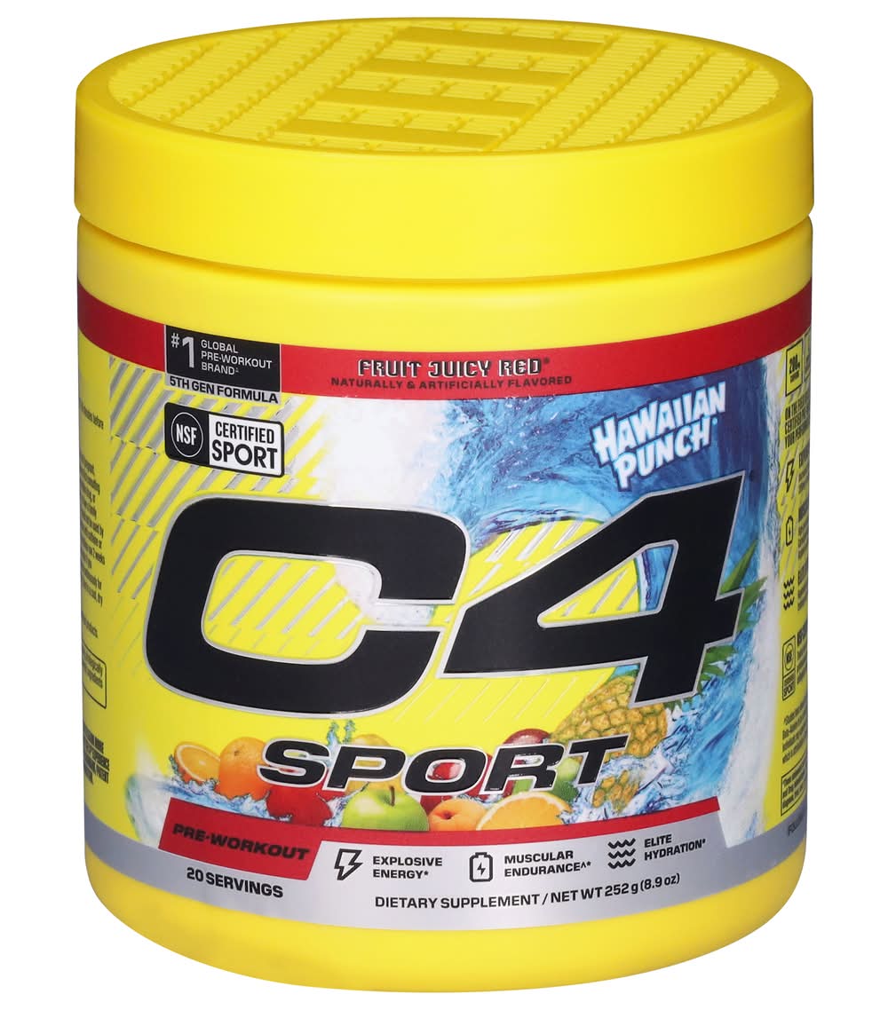 C4 Sport Pre Workout Dietary Supplement Powder, Hawaiian Punch (8.9 oz)