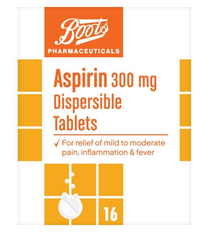 Boots Aspirin Dispersible Tablets 300 mg (16 pack)