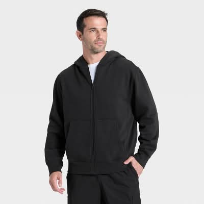 All In Motion Active Comfort Fleece Full-Zip Sweatshirt, Men, L, Black