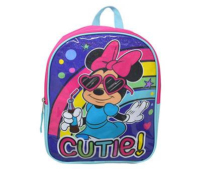 "Cutie!" Blue & Pink Minnie Mouse Mini Backpack