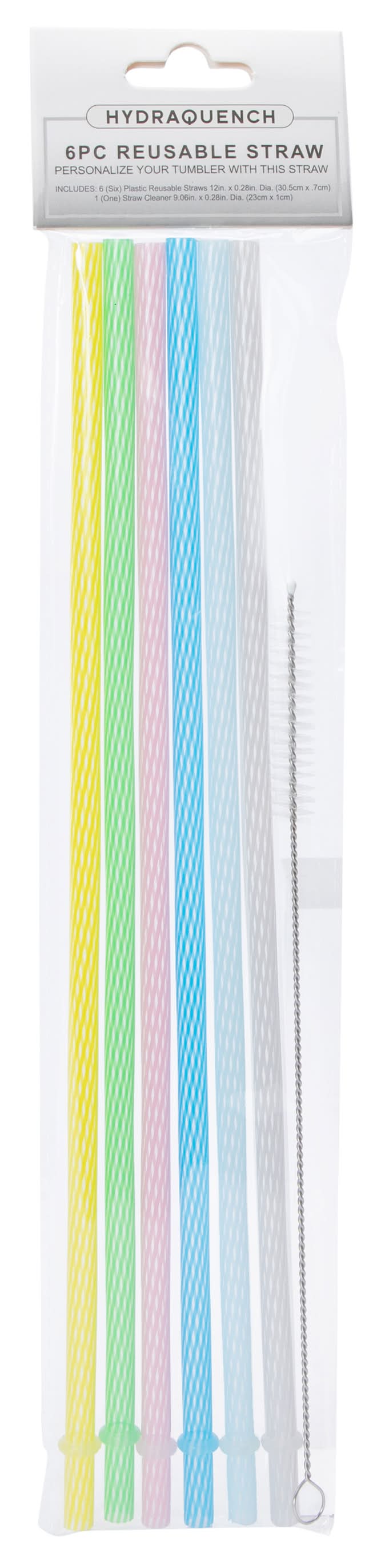 Hydraquench Reusable Straws & Straw Cleaner 6-Count Rainbow