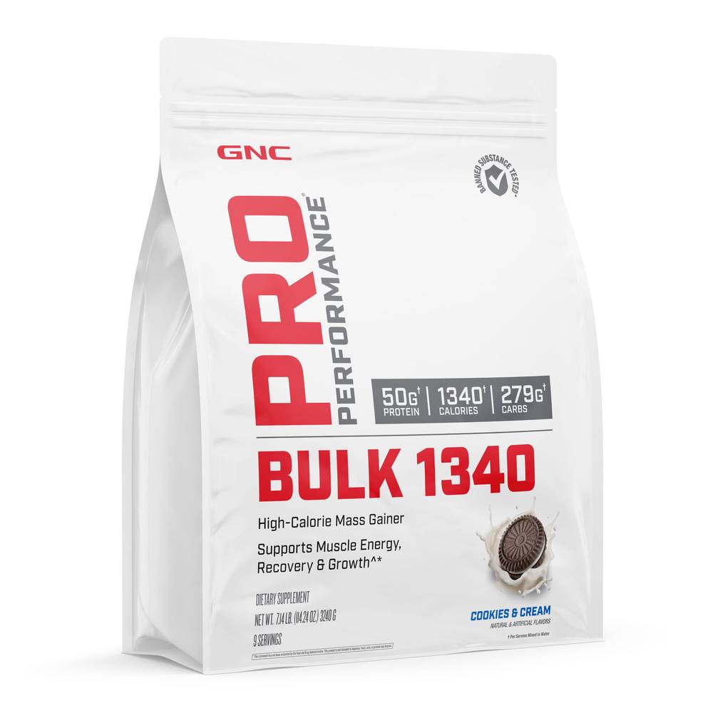 GNC Bulk 1340-pro Performance Muscle Energy ,Recovery & Growth, Cookies-Cream (7.14 lbs)