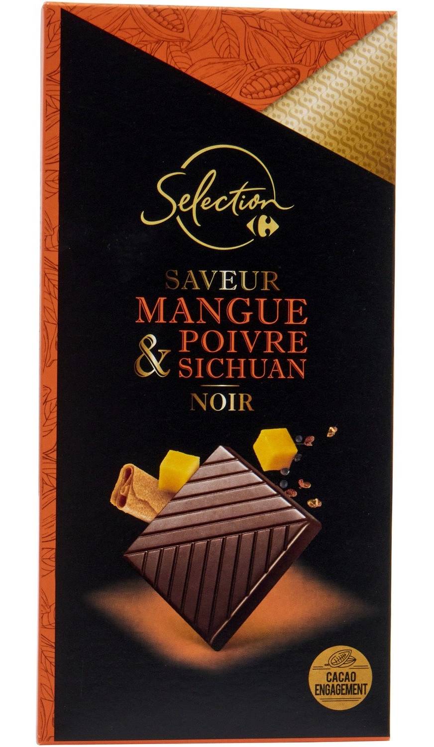 Carrefour Sélection - Chocolat noir mangue poivre sichuan (100g)