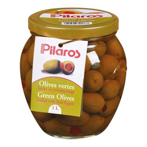 Pilaros vertes farcies aux piments sans gluten green olives stuffed