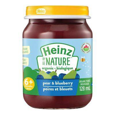 Heinz by nature purée de poire et bleuet bio (128 ml) - organic pear and blueberry purée (128 ml)