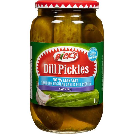Bick's 50% Less Salt Garlic Dill Pickles (1 L)
