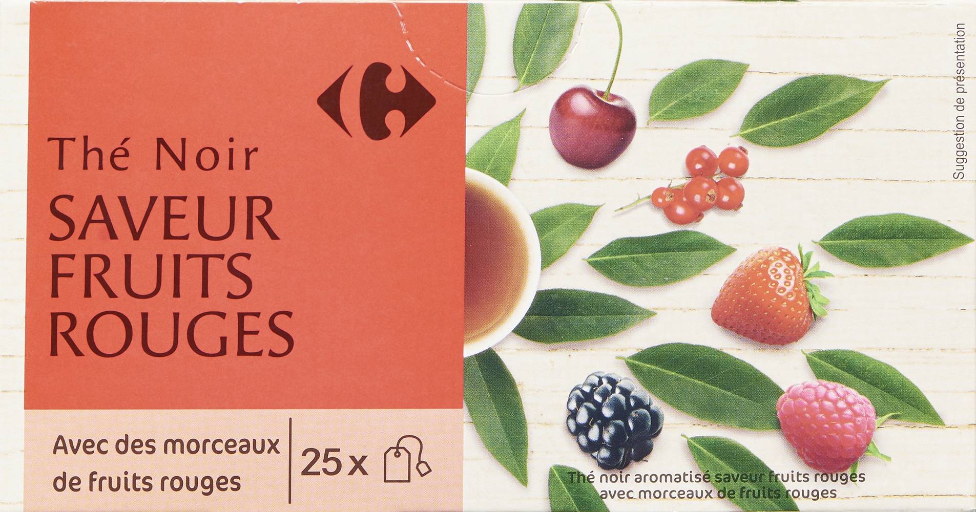 Carrefour - Thé noir saveur fruits rouges (42,5g)