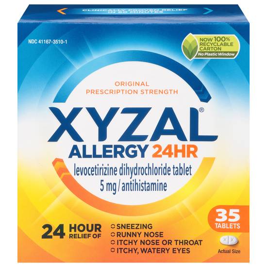 Xyzal 24hr Allergy Relief Antihistamine 5 mg Tablets (35 tablets)