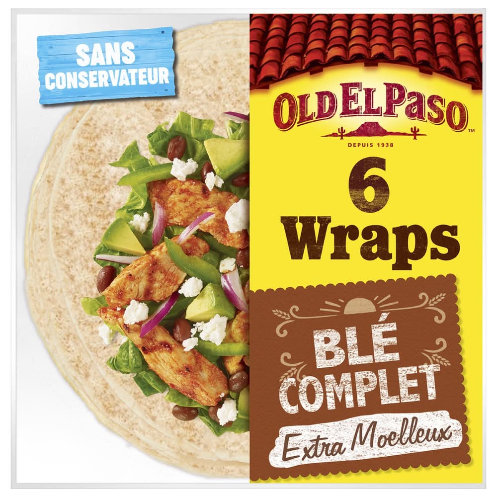 Wraps De Blé Complet Old El Paso - le paquet de 6 - 350g
