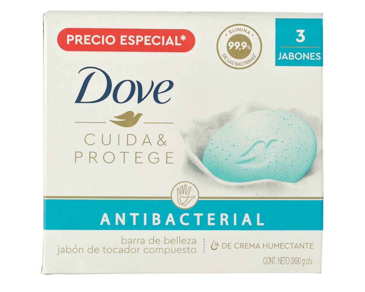 Dove jabón antibacterial (3 pack, 90 g)