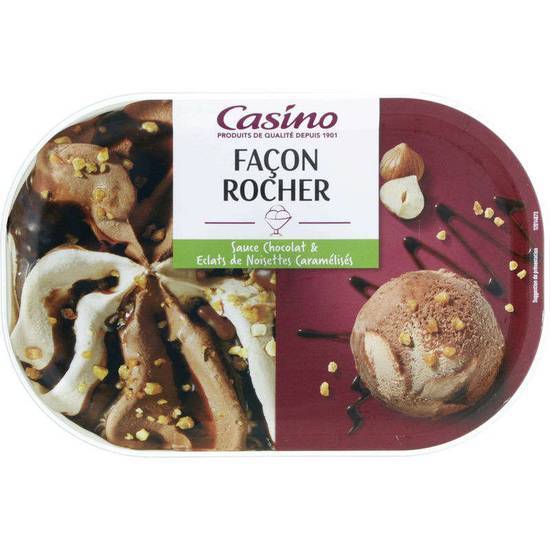 Casino Crème glacée - Façon Rocher avec sauce chocolat et éclats de noisettes caramélisées 505g