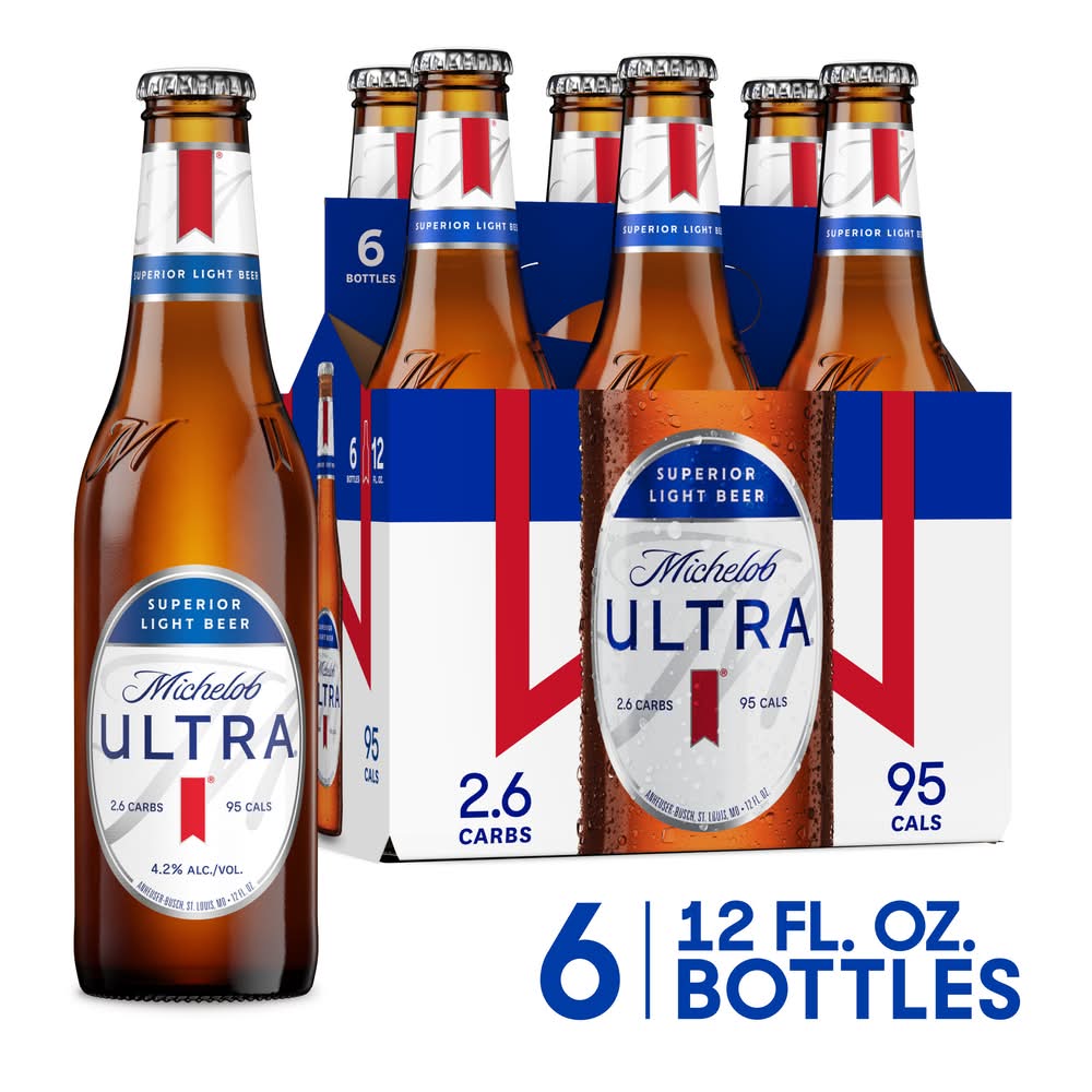 Michelob Ultra Superior Light American Lager Beer (6 x 12 fl oz)